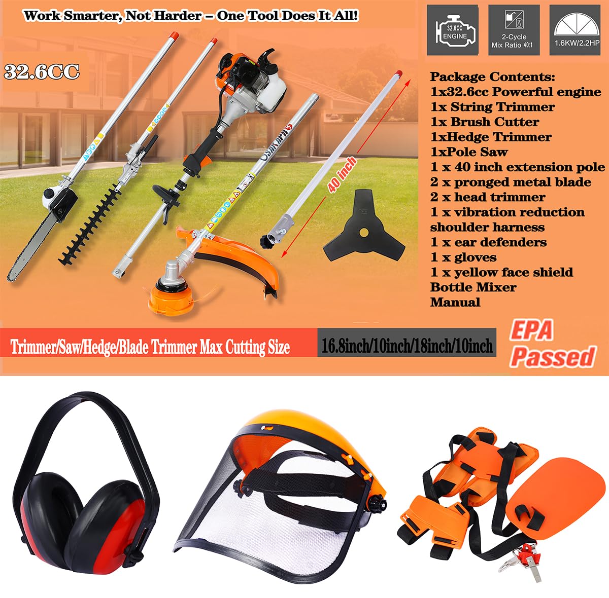 ◉2点セット‼️ TRIMMERS USA製　MOTOSCAPER Amazon.com : 52cc 2-Cycle Gas Multi-Trimmer | 4-in-1 String