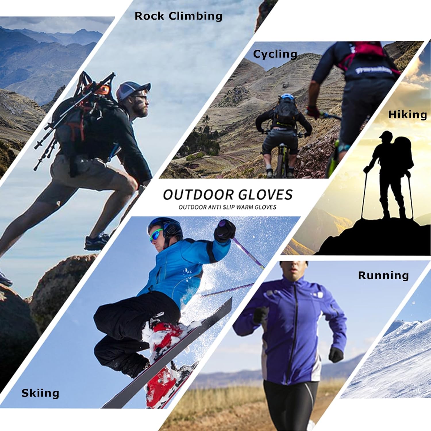 Winter Gloves, Windproof Cycling Gloves with Thermal Liner, Anti-Slip Touchscreen Running Gloves for Outdoor Biking Driving, Thin Warm Gloves for Men Women - Image 6