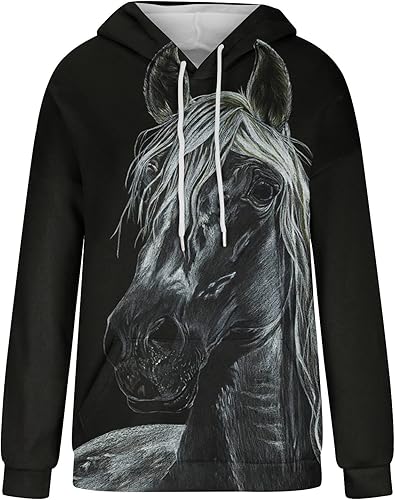 Nskgu Sudadera retro con capucha para mujer, adolescente, niña, equitación, equitación, con cordón, para la granja