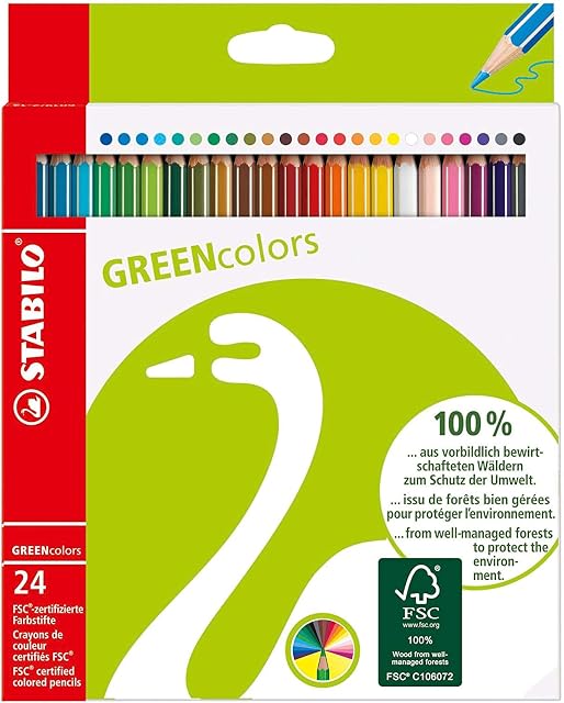 Colouring Pencil - STABILO GREENcolors Wallet of 24 Assorted Colours