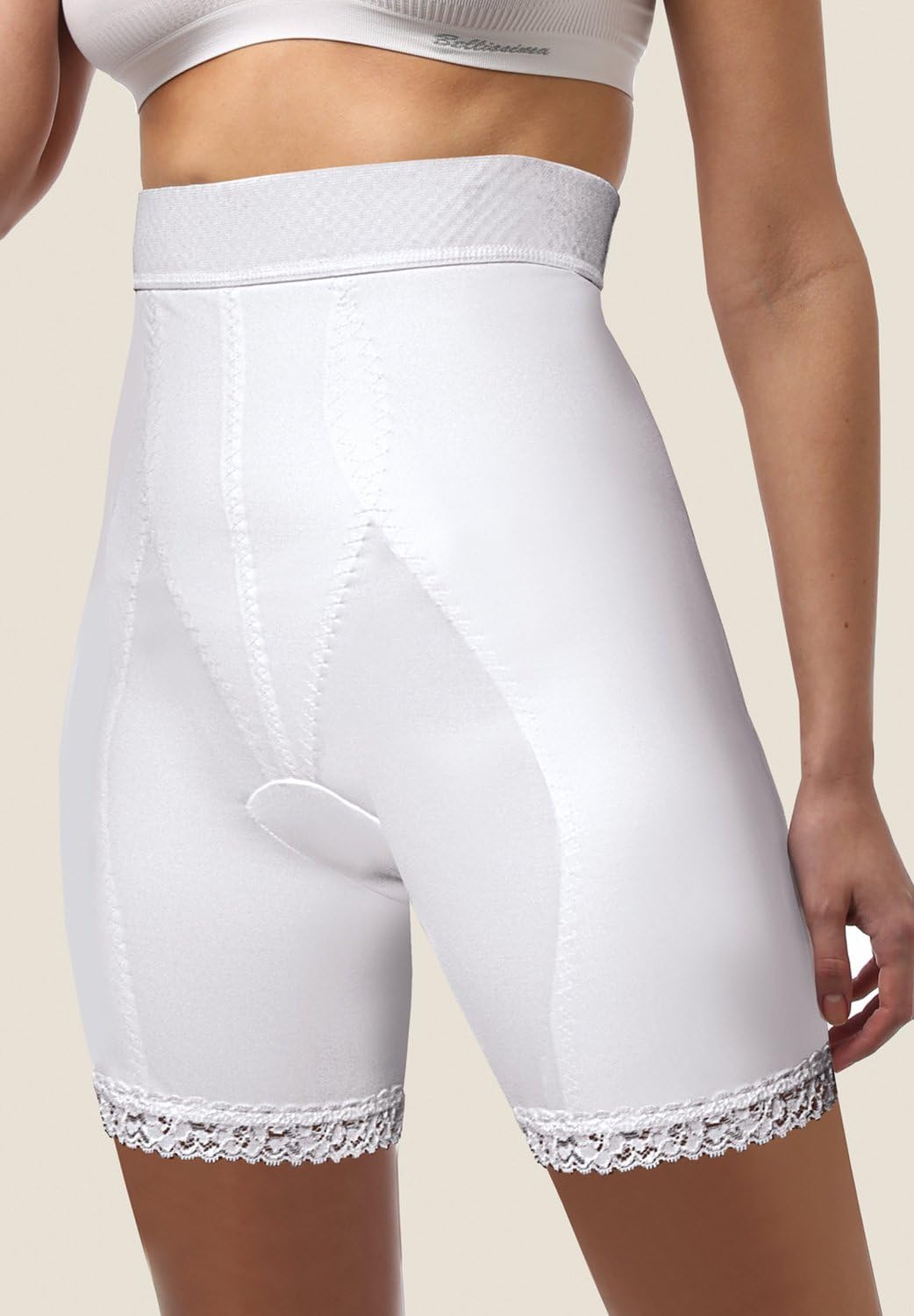 Tonus Elast High Waist Postpartum Recovery Long Leg Panties, Tummy Forming Girdle Body Shaper (L, Cream White)