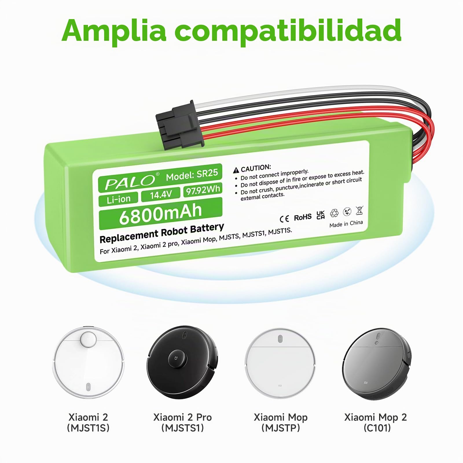 Batería de 6800 mAh para Xiaomi Mi Robot Vacuum-Mop 2 Pro, D099-4S2P, MJSTS1, MJSTP, C101, S1-260-4S2P