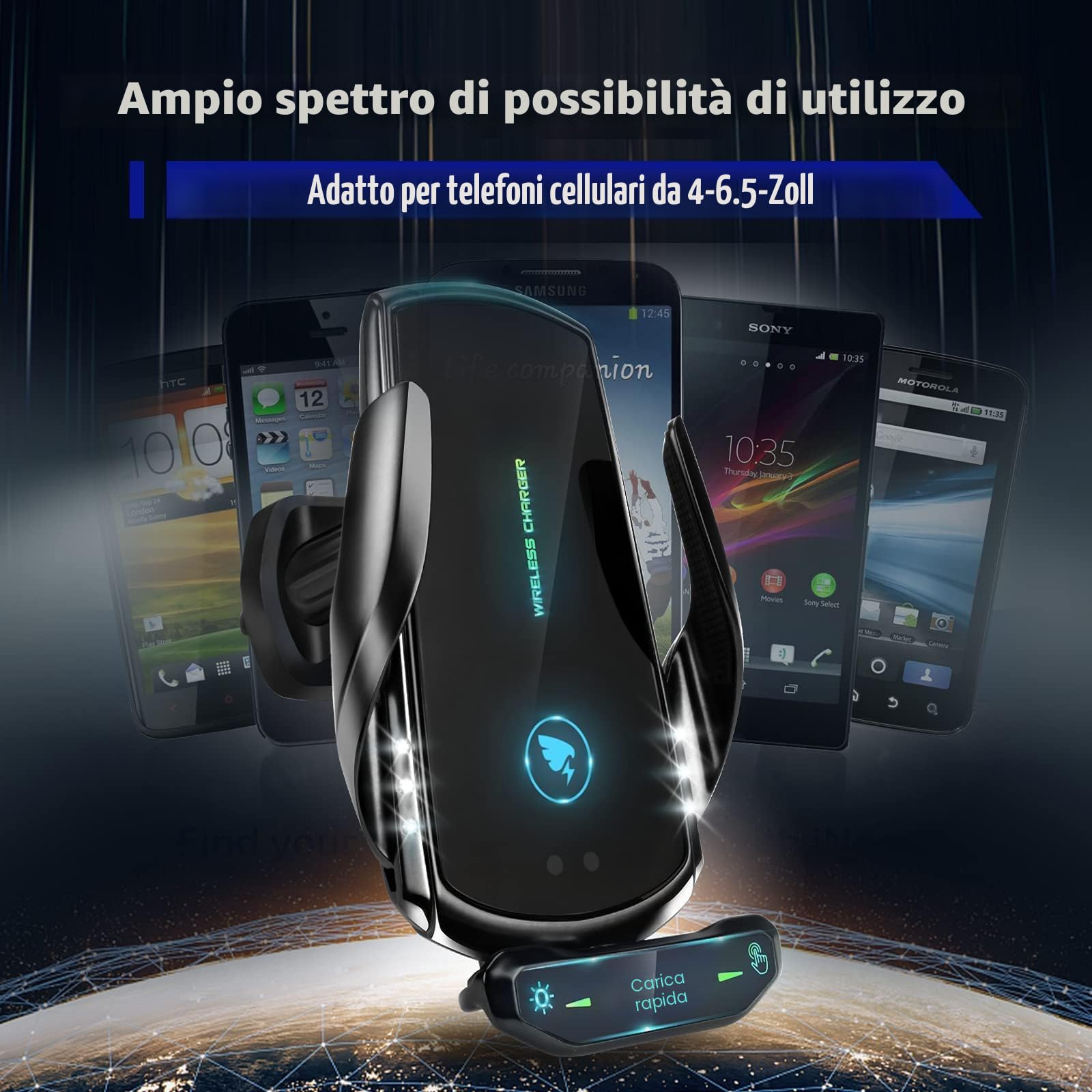 15W Qi Caricatore Wireless Auto,Auto-Bloccaggio Supporto Telefono Auto, Ricarica Wireless Auto per iPhone,Supporto Smartphone per Samsung e Altri…