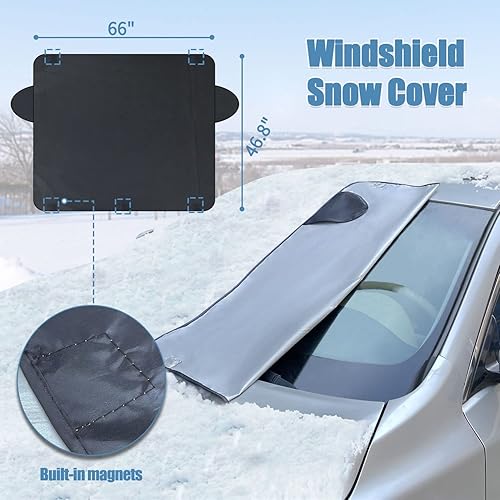 Miniatura 6 de Sutekus El kit de cepillo de nieve incluye pala de nieve, raspador de hielo, cepillo de nieve y cubierta de nieve para parabrisas de automóvil, SUV,