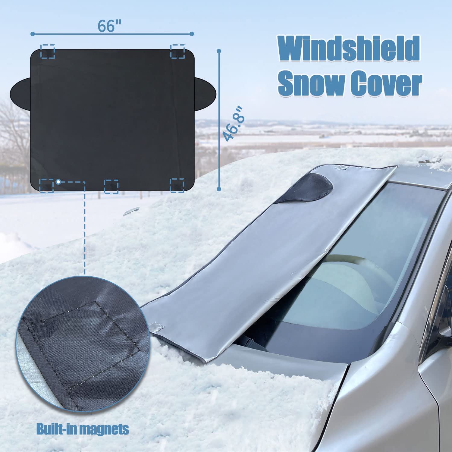 Sutekus Schneebürsten-Set enthält Schneeschaufel, Eiskratzer, Schneebürste und Auto-Windschutzscheiben-Schneeabdeckung für Autos, SUVs, LKWs (schwarz)