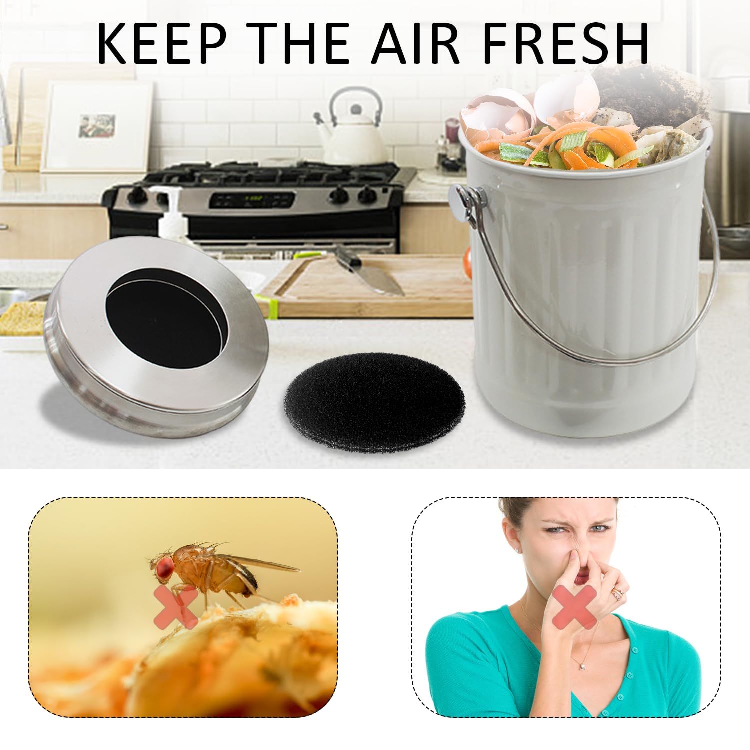 Set 6 Filtri Carbone Per Compost - 16x16cm, Antiodore | Per Cucina E Riciclo Organico - Foto 6