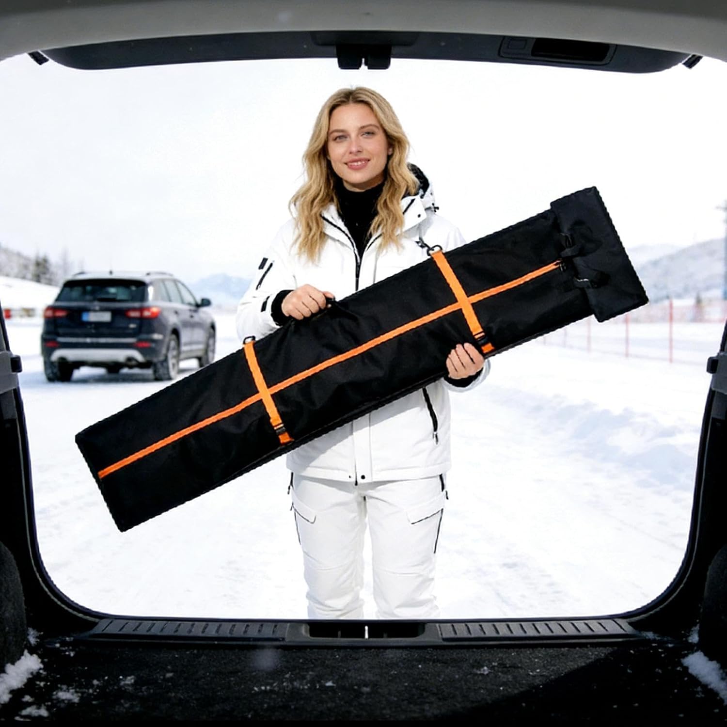 Ski Padded Snow Bag, Multi-Gear Storage Capacity, Oxford Cloth, Skis Bag, Snowboard Luggage, Lightweight, For Winter Sports Travel, Boots, Jacket And Gear