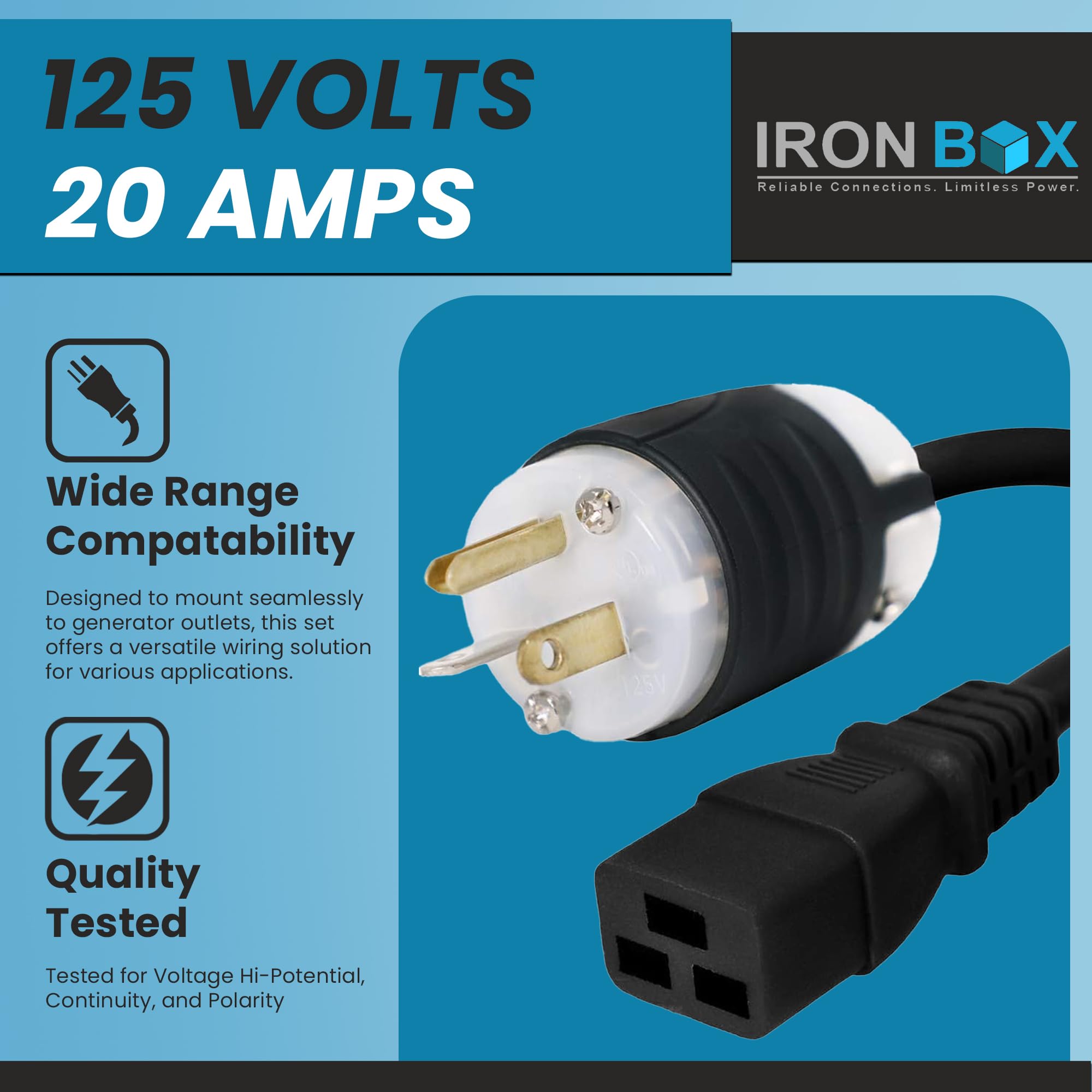 Amazon.com: IronBox Electric 5-20P to C19 Power Cords - 20A, 125V
