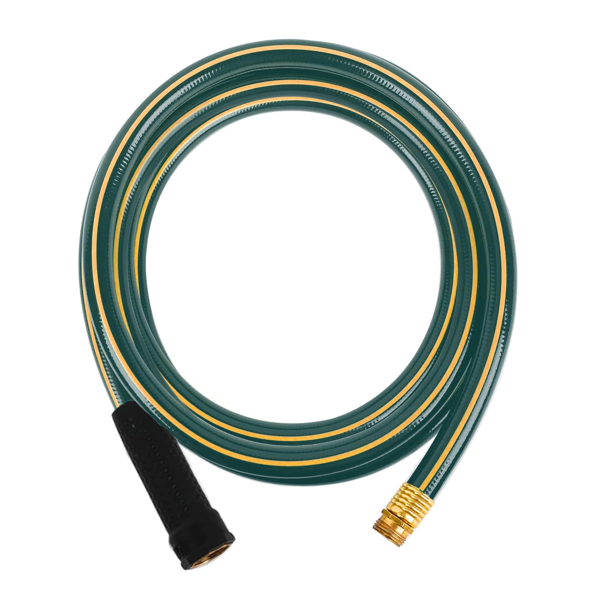 Solution4Patio Short Leader Green Garden Hose 3/4 in. x 12 ft. -Kink Free, Leakproof, Brass Aluminum Male/Female Fittings -Heavy Duty Durable Flexible Lightweight Water Pipe for Household & Commercial