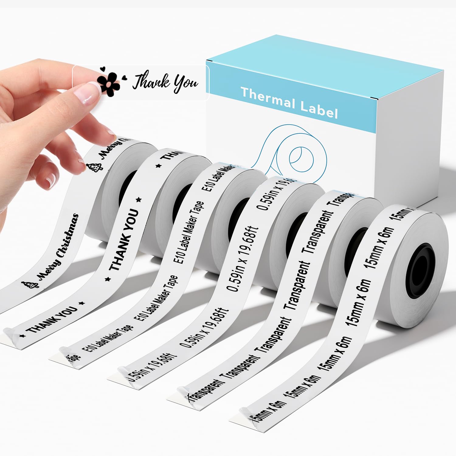6 rollos de cinta adhesiva compatible con los fabricantes de etiquetas SUPVAN E10 y E11
