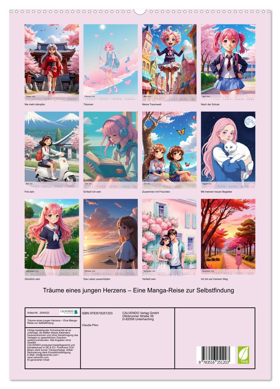 Träume eines jungen Herzens – Eine Manga-Reise zur Selbstfindung (hochwertiger Premium Wandkalender 2026 DIN A2 hoch), Kunstdruck in Hochglanz: Eine ... Träumen und der ersten Liebe (CALVENDO Kunst)