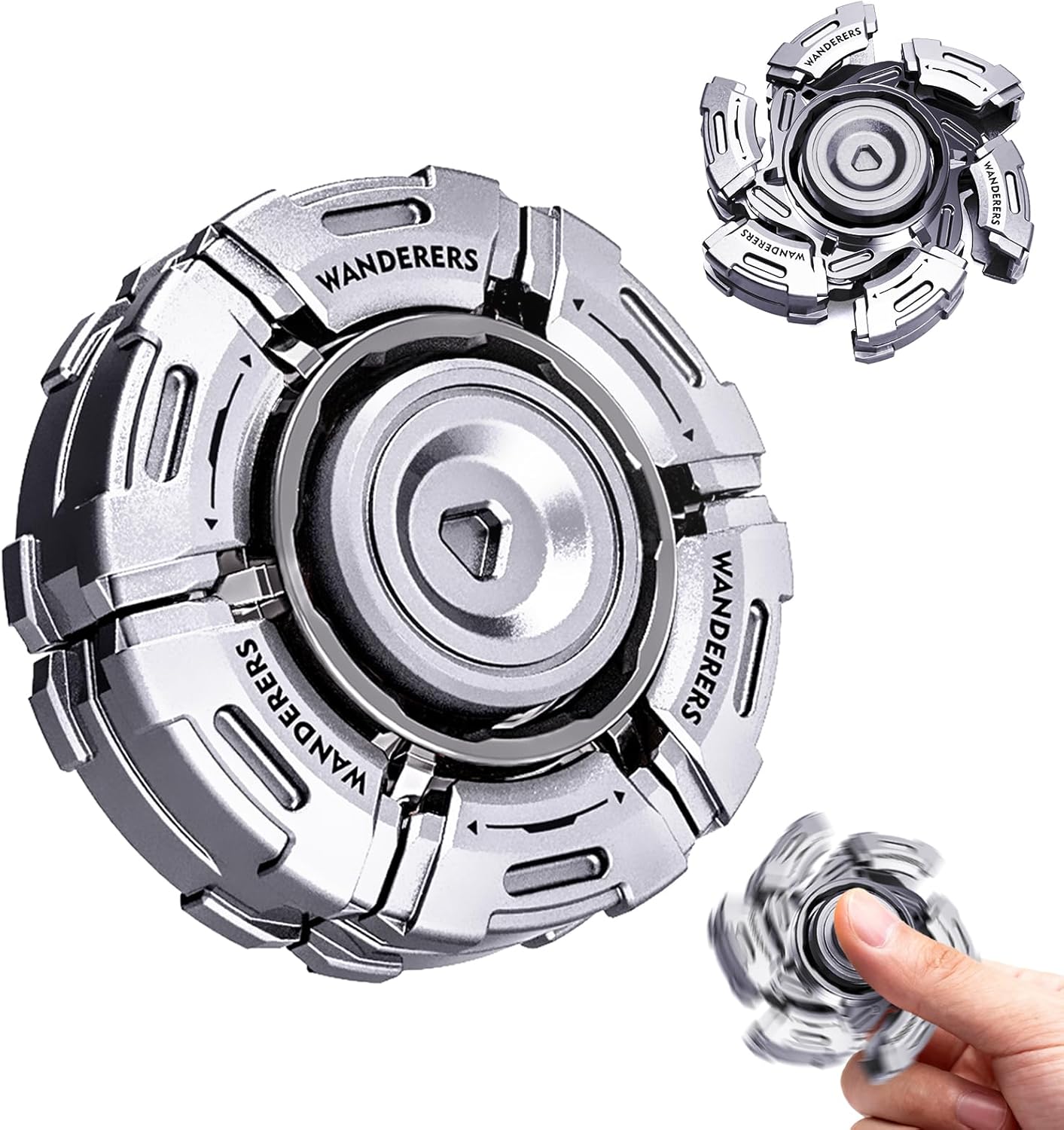 Metal Fidget Spinner for Adults - Open Armor Design with Spin-Activated Transformation & Clcking sound, Stress Relief & Anxiety Toy for ADHD, EDC Fidget toys Stocking Stuffers for Adult Great Men Gift