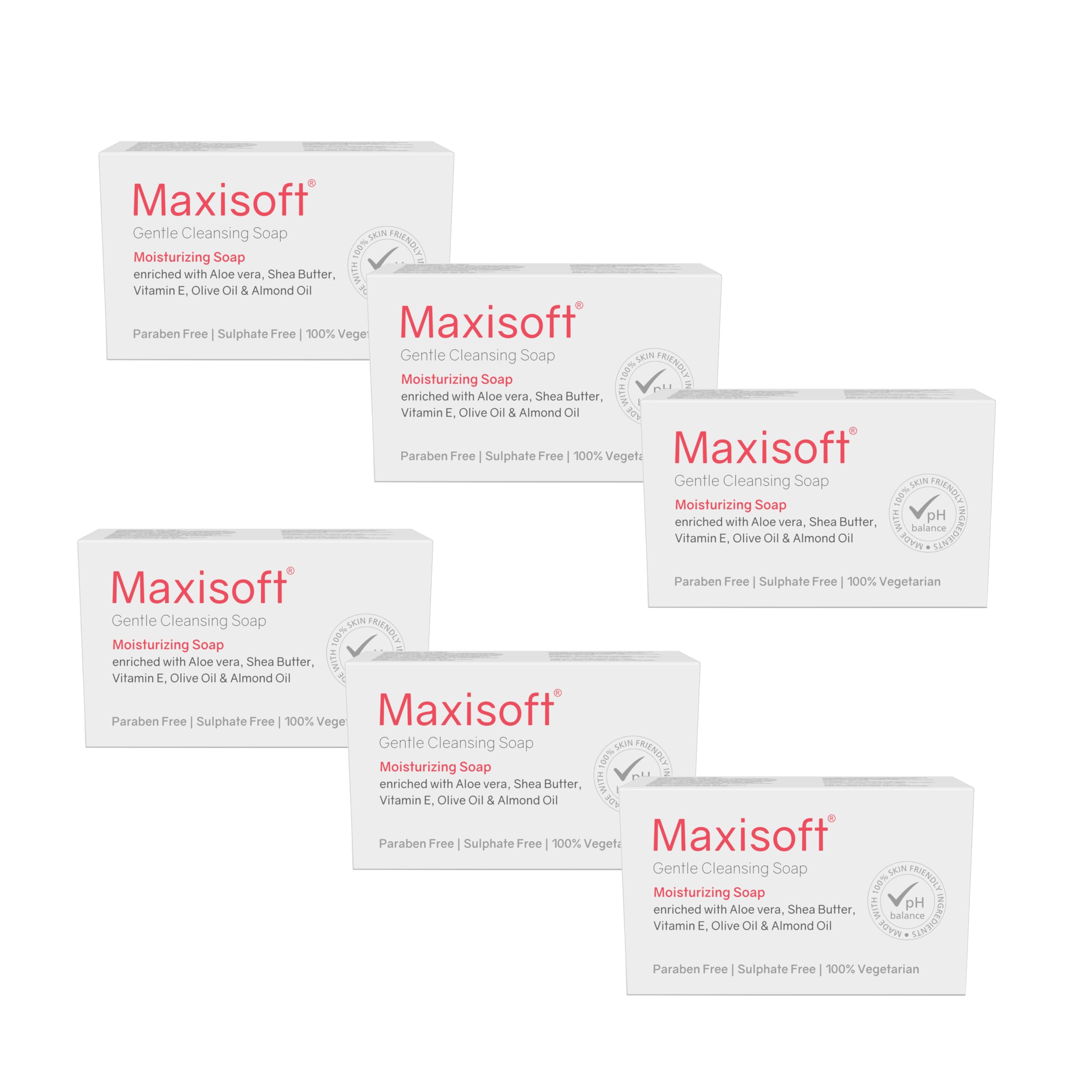 Maxisoft Moisturizing Soap | For Soft Hydrate & Nourished Skin | Paraben Free & Sulphate Free | For Men & Women|For all Skin Types | Pack of 6 (75 gm X 6)-image-8