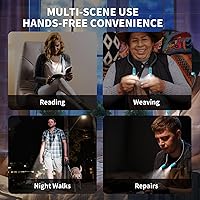 Vista 7 de LUXJET Luz de lectura de cuello y luz de libro para leer en la cama, manos libres, 6 niveles de brillo, brazos flexibles de 360°, recargable de 80