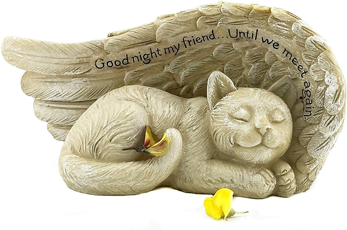 Bellaa22823 Cat Statues with Angel Wing Pet Memorial Grave Marker Tribute Garden Sculpture 8 Inch