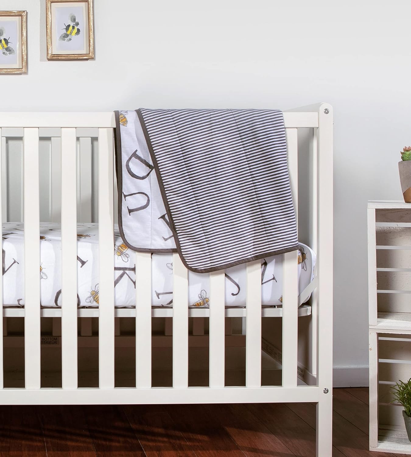 Reversible Blanket, Nursery, Stroller & Tummy-Time Organic Jersey Cotton Quilted Infant & Toddler Bedding 30"x40" (Pack of 1)