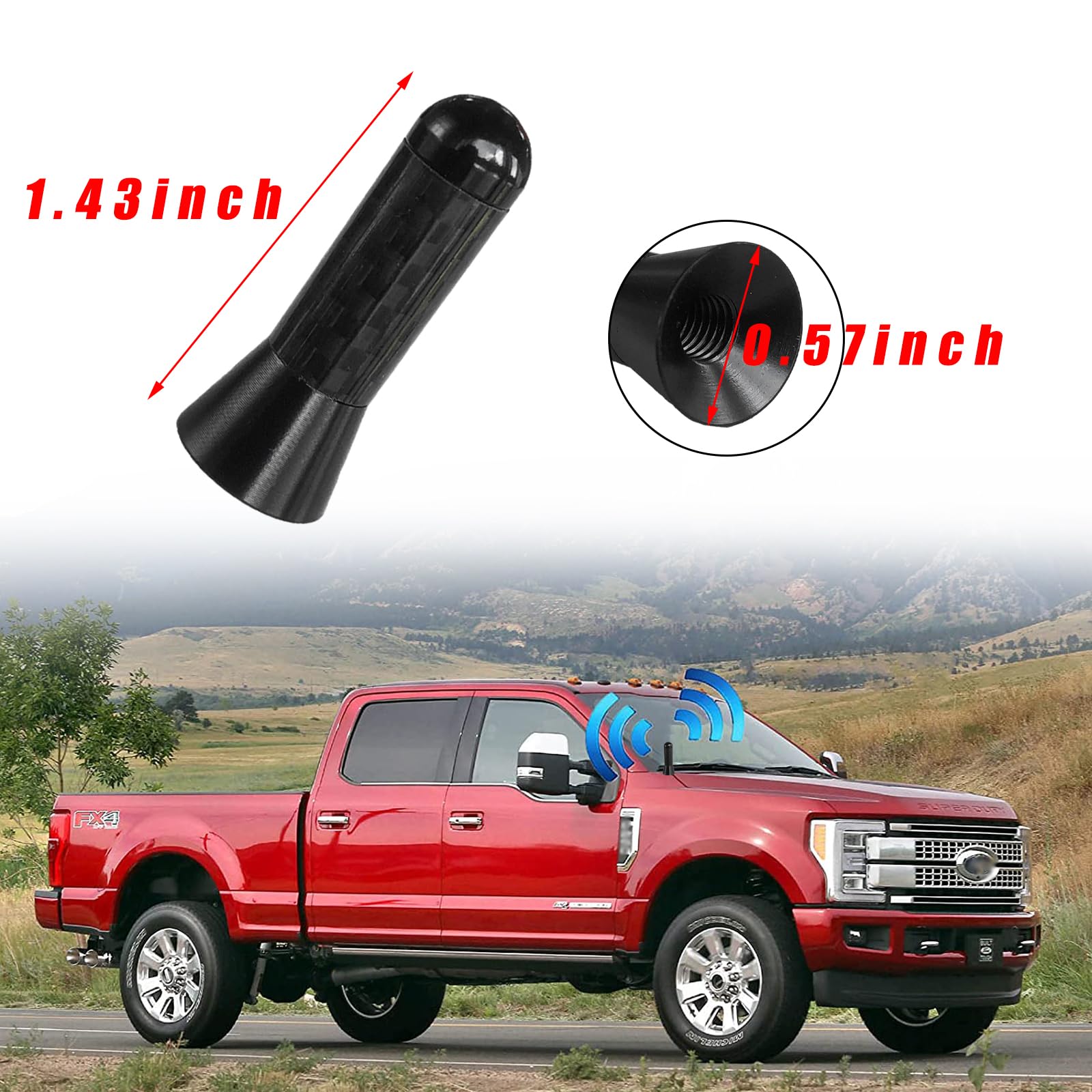 Augeny Car Short Antenna, Carbon Fiber Antenna Replacement with Screws for AM/FM Radio Reception, Car Accessories (1.37