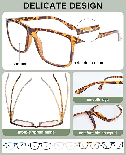 Miniatura 9 de AEZUNI Anteojos de lectura grandes para hombre, de gran tamaño, retro, cuadrados, 1.0, 1.25, 1.5, 1.75, 2.0, 2.25, 2.5, 2.75, 3.0, 3.5, 4.0, 5.0, 6.0