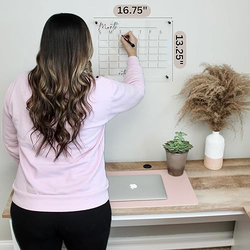 Miniatura 6 de Calendario acrílico prémium para pared (16.75 x 13.25 x 1/4 pulgadas), calendario de pared familiar acrílico, calendario transparente para pared,