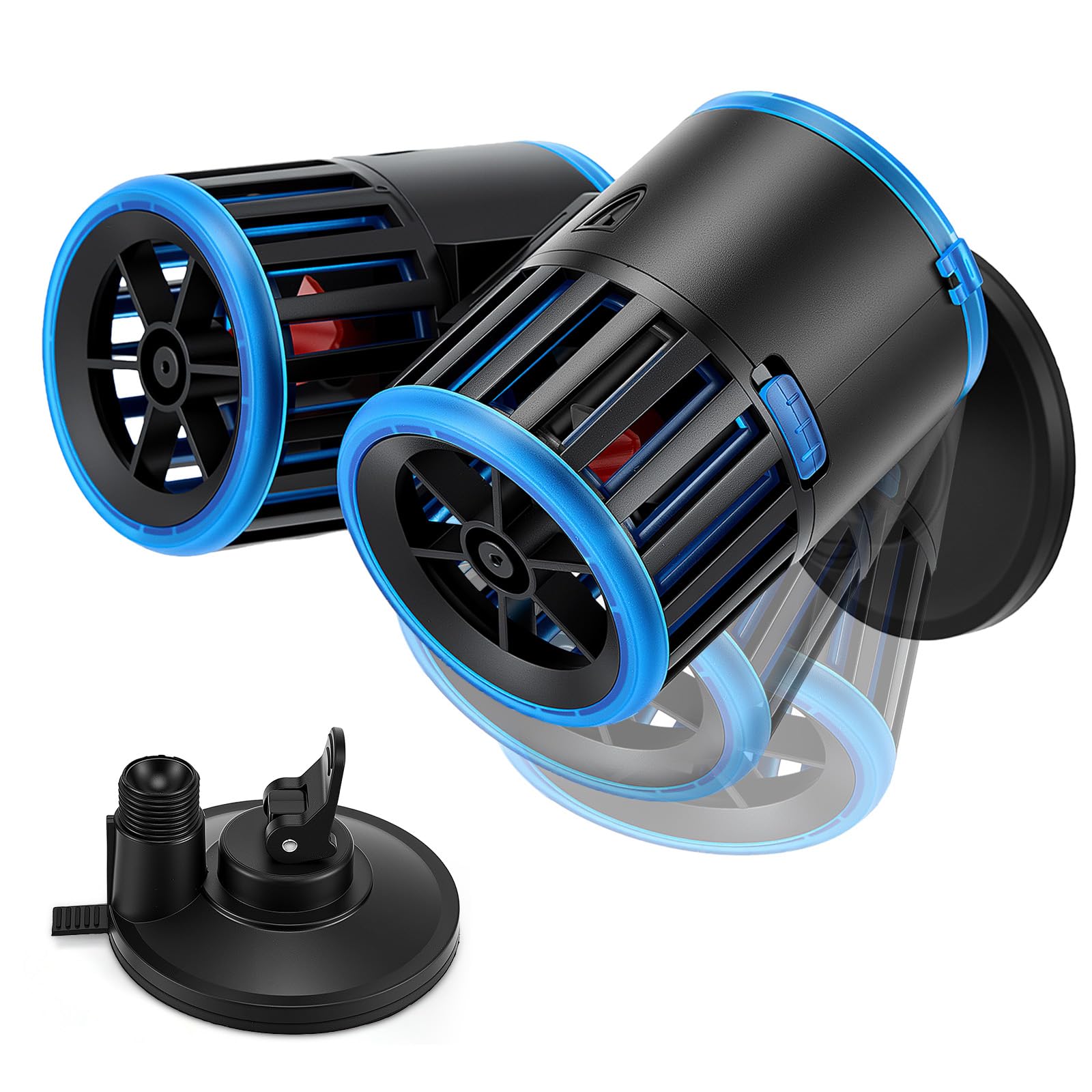 VeftBltrem 25W Dual Head Aquarium Wave Maker, 20000L/H 3-Speed Circulation Pump Ultra Quiet for 100~180cm 360L Fish Tank, 360° Adjustable Wave Maker for Aquarium