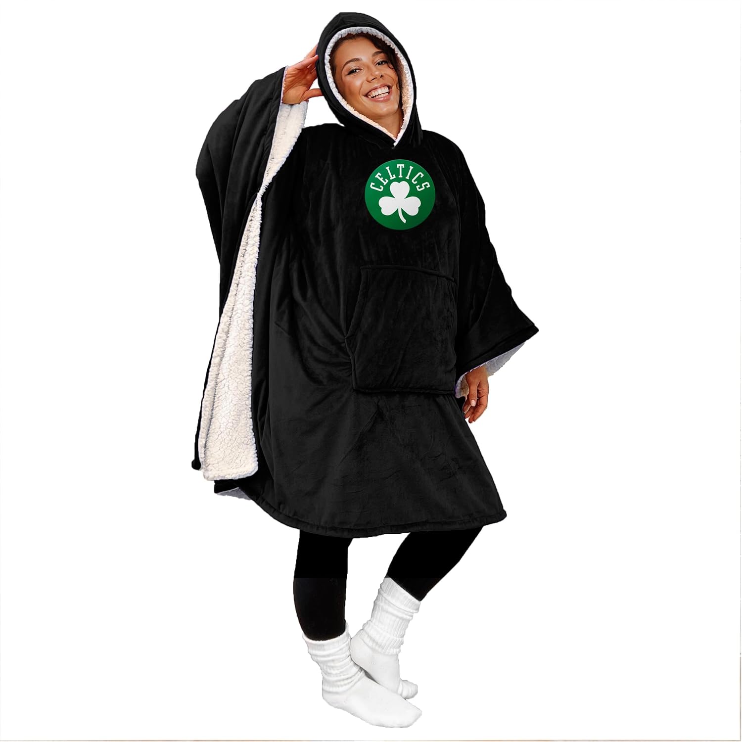 Officially Licensed NBA Team Color Bloncho w/Logo Patch & Sherpa