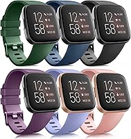 Vista 10 de Paquete de 6 correas deportivas compatibles con Fitbit Versa 2 / Fitbit Versa / Versa Lite / Versa SE, correas de repuesto clásicas de silicona