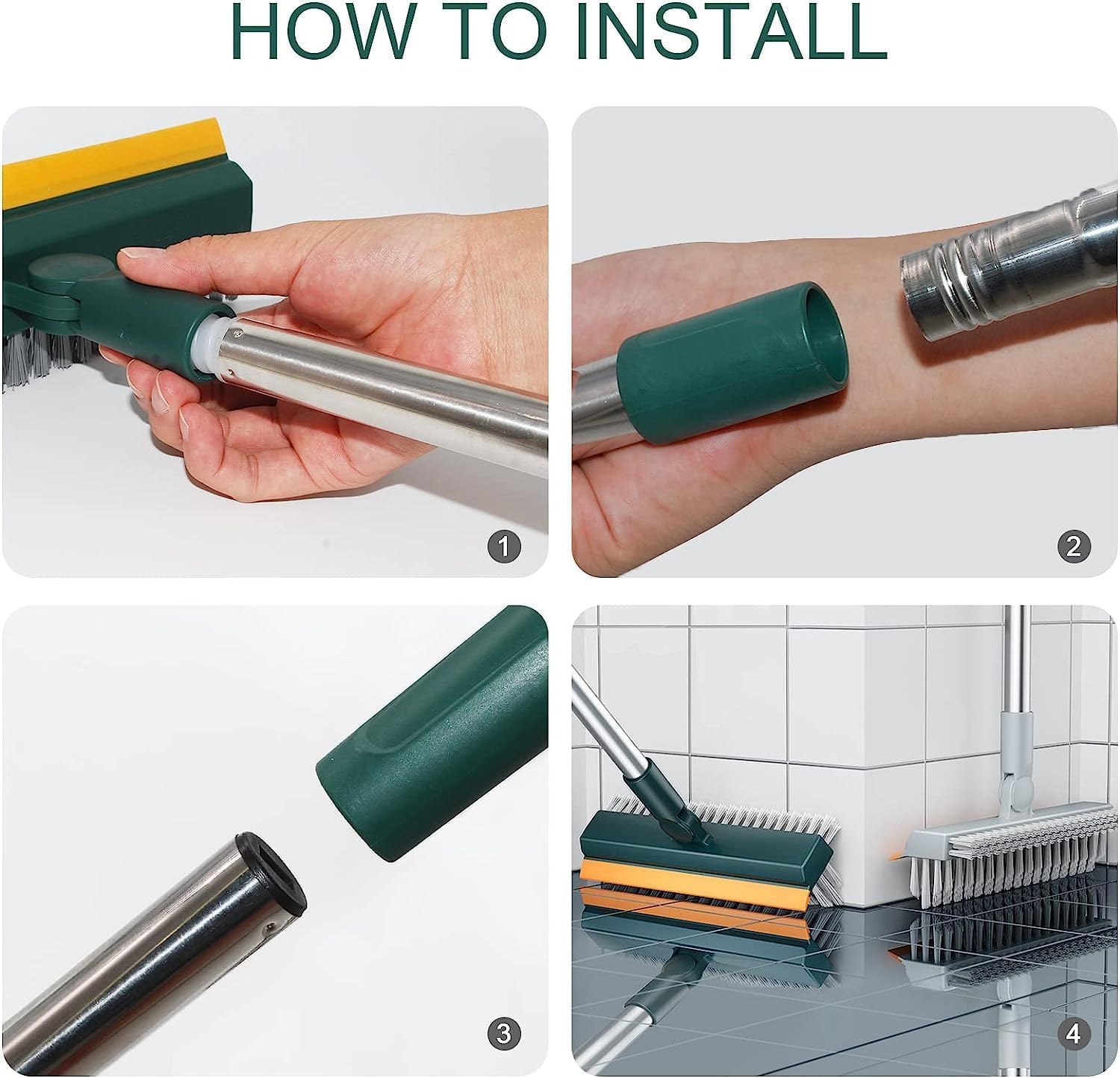 JAY EMPIRE 3 in 1 Bathroom Cleaning Brush with Wiper Tiles Cleaner with Long Handle 180° Rotate Bathroom Floor Scrub (3 in 1 Brush) 3