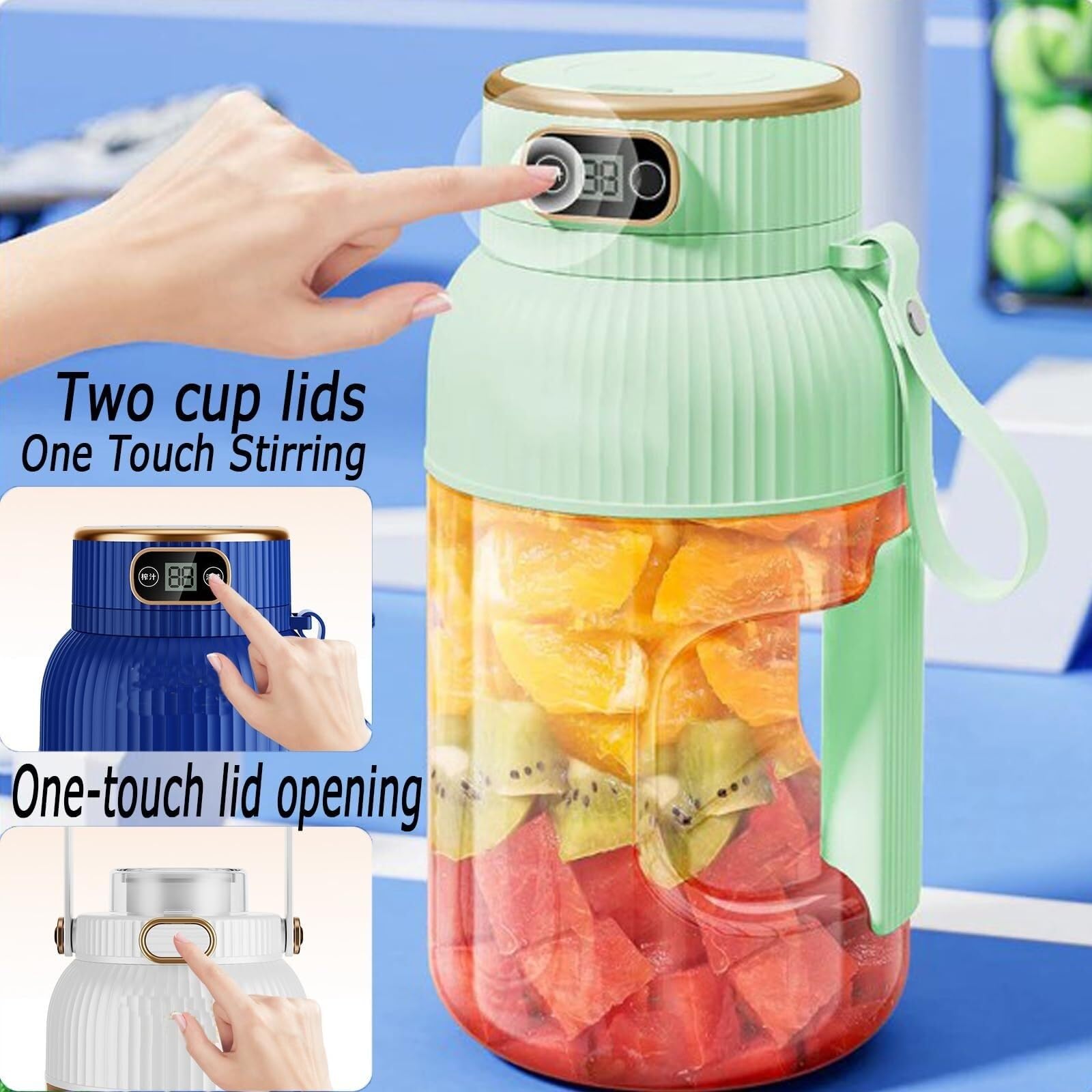Wielofunkcyjny, przenośny mikser z wyświetlaczem cyfrowym, kompaktowa konstrukcja, kubek do sokowirówki z możliwością ponownego ładowania przez USB, do smoothie, na siłownię, do kuchni podróżnej
