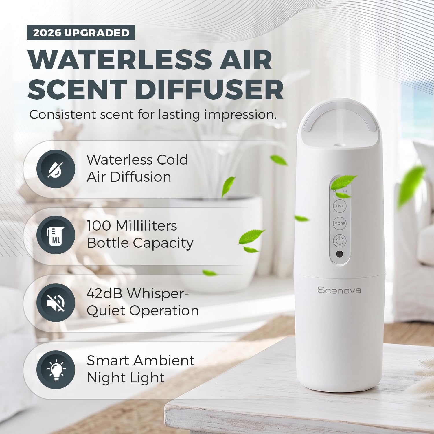 Plug in Waterless Scent Diffuser Starter Kit, Oils Included, Bluetooth Smart Control, Touch Panel Control, Covers1000 sq ft,