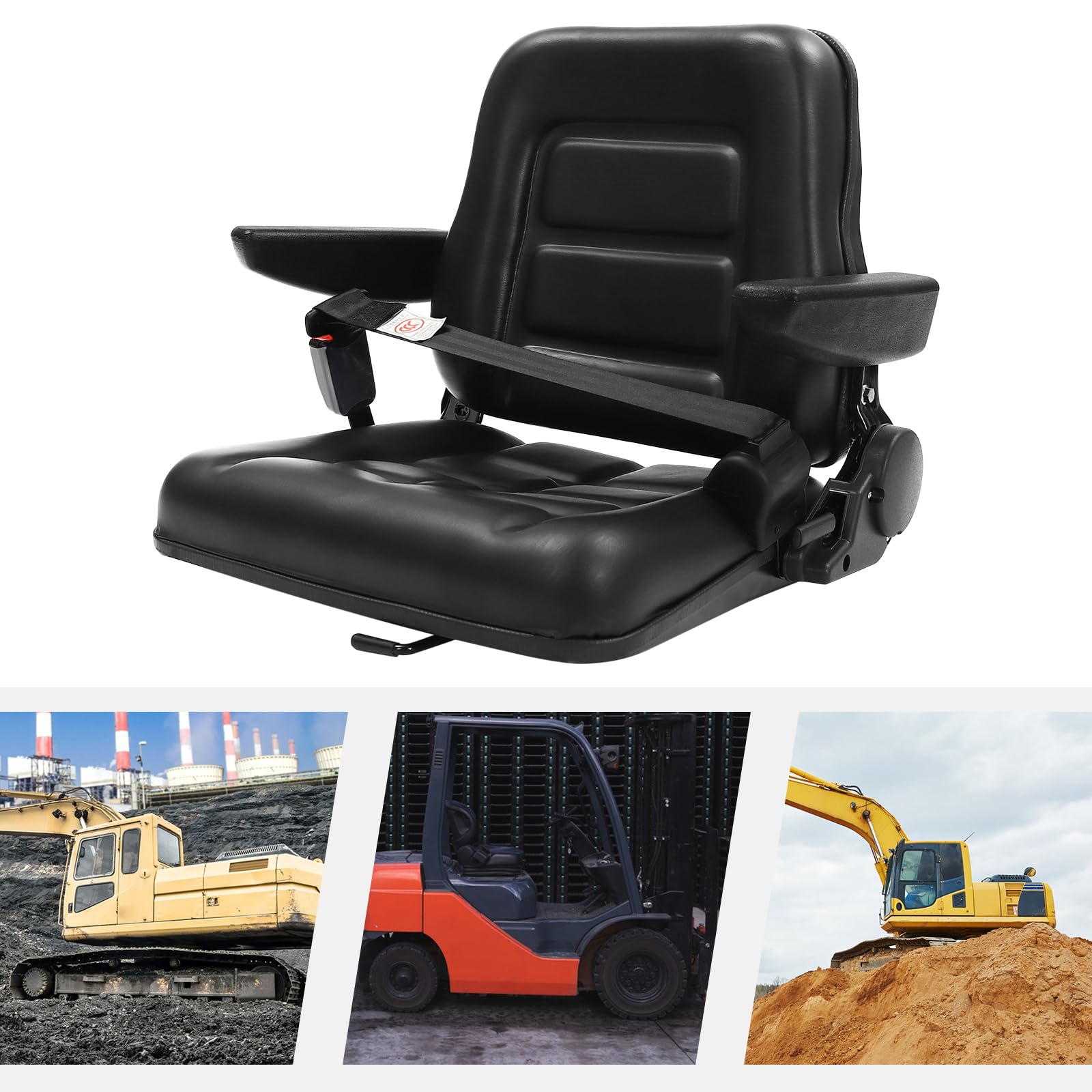 Universal Tractor Seat Adjustable Black Drain Hole Lawn Mower Go Kart Skid Steer image 5