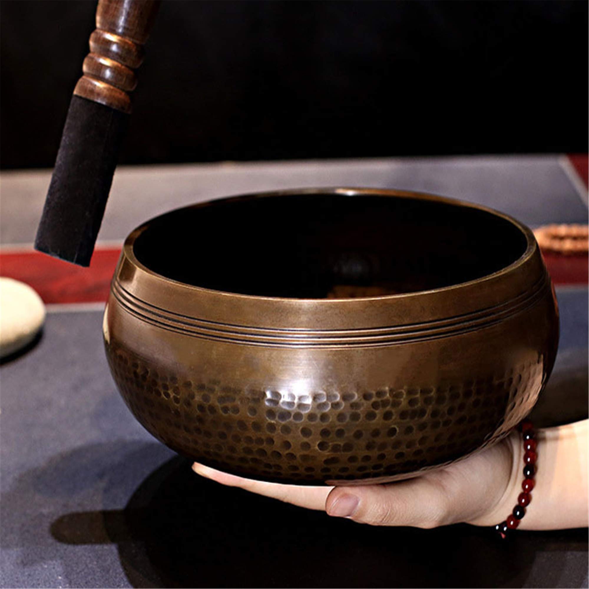 Gandhanra Bol chantant tibétain avec symbole lingam pour la guérison par le son, la méditation, le yoga, la relaxation, l'équilibre des chakras, fait à la main au Népal (8 cm