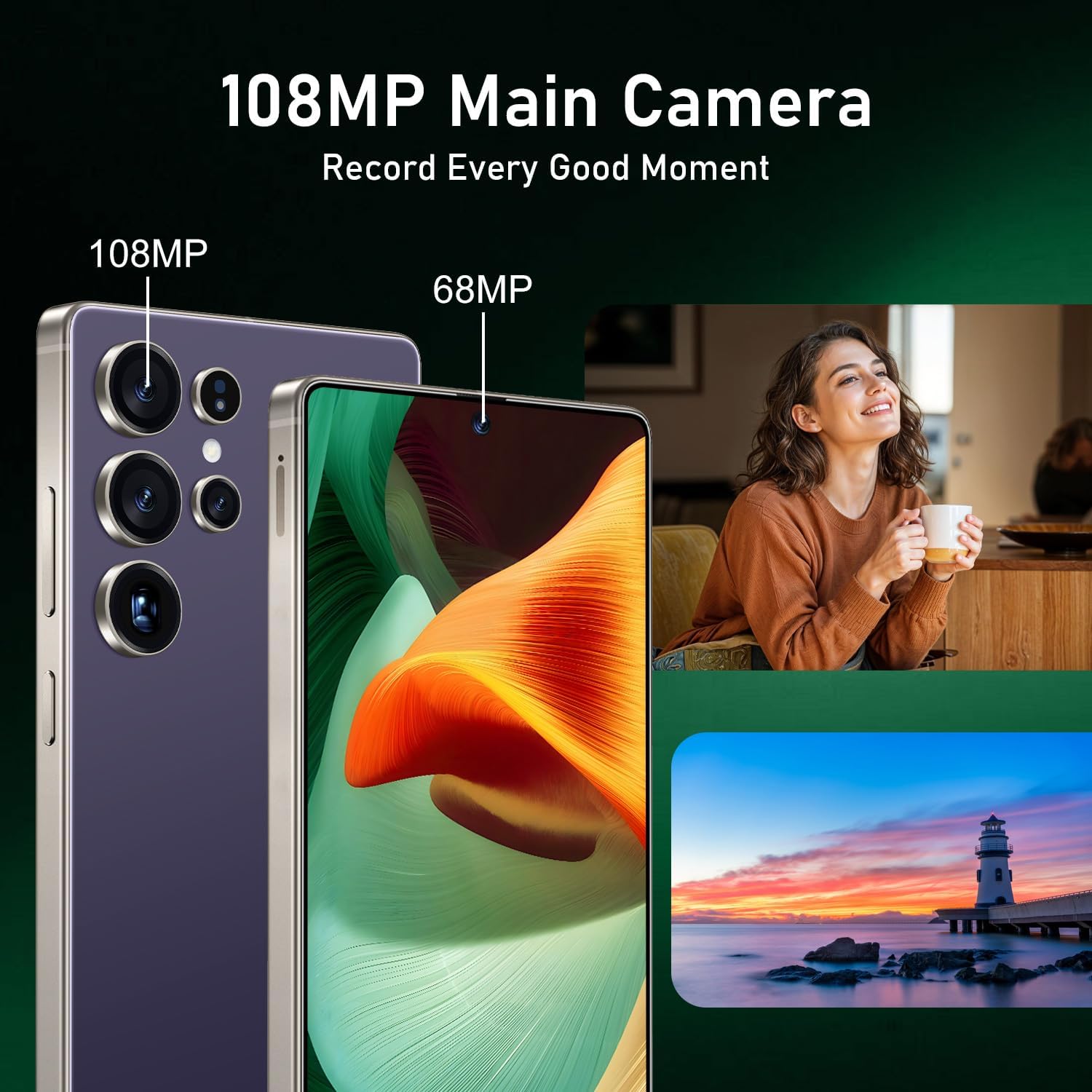 I25 Ultra: 6.99" FHD+ Android 14 Smartphone | 12GB+512GB | 108MP+68MP Camera | 7000mAh Battery | Built-in Stylus Pen | Blazing Fast Performance (Purple)