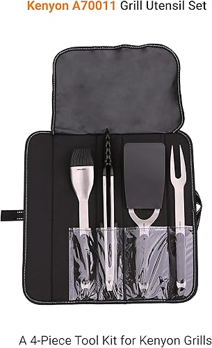 Miniatura 2 de Kenyon A70011 - Juego de utensilios de parrilla con tenedor de parrilla, pinzas, espátula y cepillo para untar, herramientas de parrilla de acero