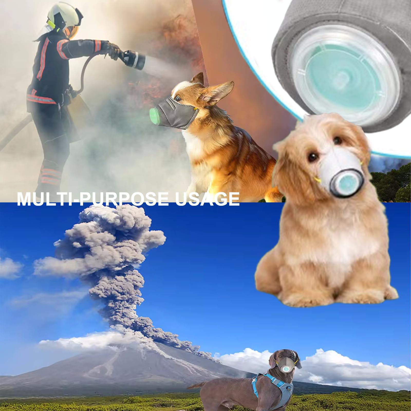 Dog Respirator Mask, with Filters, for Volcanic Ash, Reusable Breathable Dog Air Filter Mask, for Pup and Large Dogs (3pcs-M)