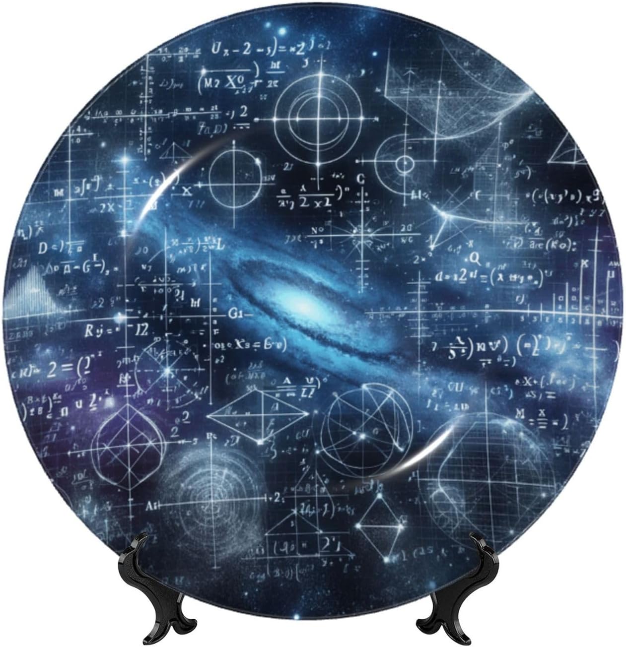 Math-Formula-Starry-Sky 10 Inch Decorative Plate With Stand, Elegant Display Wall Plate For Home Decor