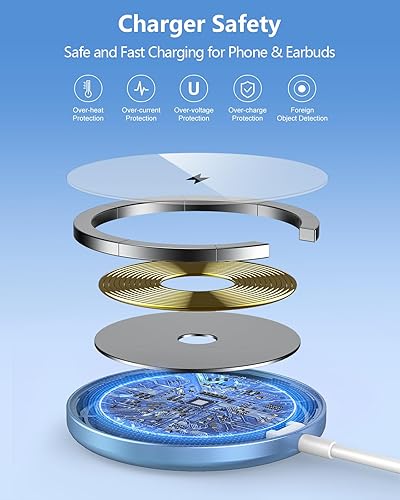 Miniatura 8 de Cargador inalámbrico magnético: almohadilla de carga inalámbrica rápida NANAMI para cargador MagSafe iPhone 17/17 Air/16/15/14/13/12, cargador de