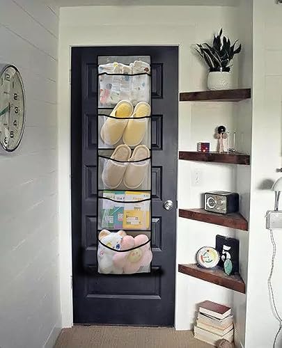 Miniatura 2 de TidyMaster Estantes colgantes sobre la puerta, organizador de almacenamiento para armario con 5 bolsillos de malla, organizador para dormitorio,