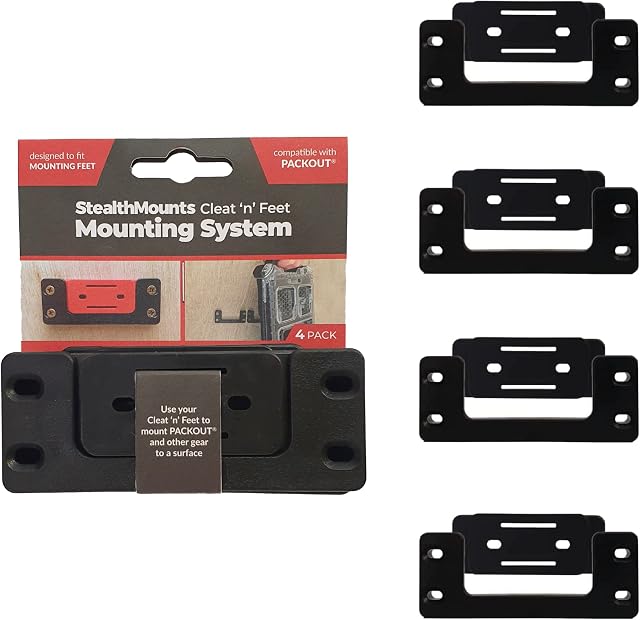 StealthMounts Cleat 'n' Feet Mounting System (4 Pack) | Tool Box Storage System | Mount Anywhere | Compatible with Milwaukee Packout