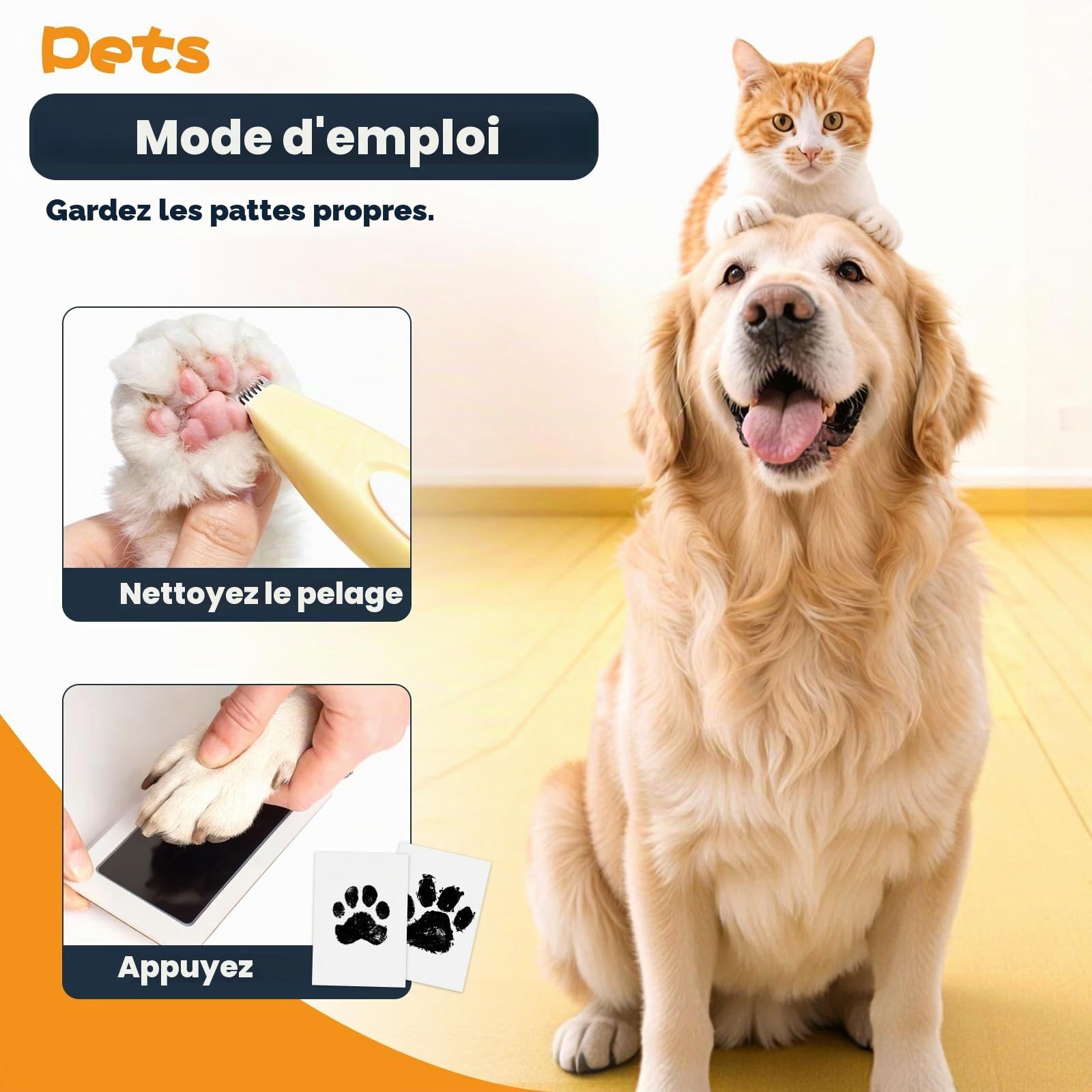 4 Pcs Empreinte Main Pied Bebe, Kit Empreinte Pieds et Mains Bébé, Kit Empreinte Bébé, Encre Empreinte Bébé, Empreinte Chien, Empreinte Chat, Kit pour Empreinte Animaux, Noir