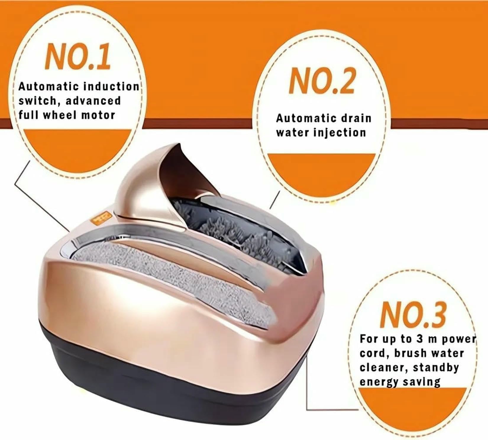 Weiße Smart Boots Schuhsohle Wasserbürstenmaschine, vollautomatische Schuhsohlenreinigungsmaschine, Haushaltsschuhe, Reinigungsausrüstung, intelligenter automatischer Induktionsstiefel, Gold