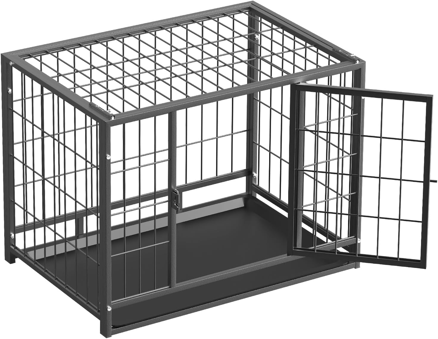 HIWOKK 32 Inch Dog Crate, Escape Proof Dog Cage with Dual Door Lock, Removable Tray for Easy Cleaning, Dog Kennel Indoor Outdoor Use