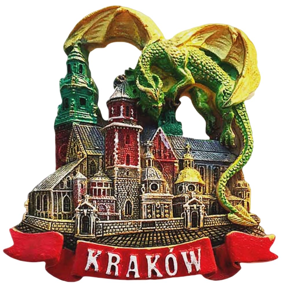 Green Dragon of Krakow Poland 3D Fridge Magnet Travel Souvenir Gift,Home & kitchen Decoration Magnetic Sticker Krakow Poland Refrigerator Magnet Collection