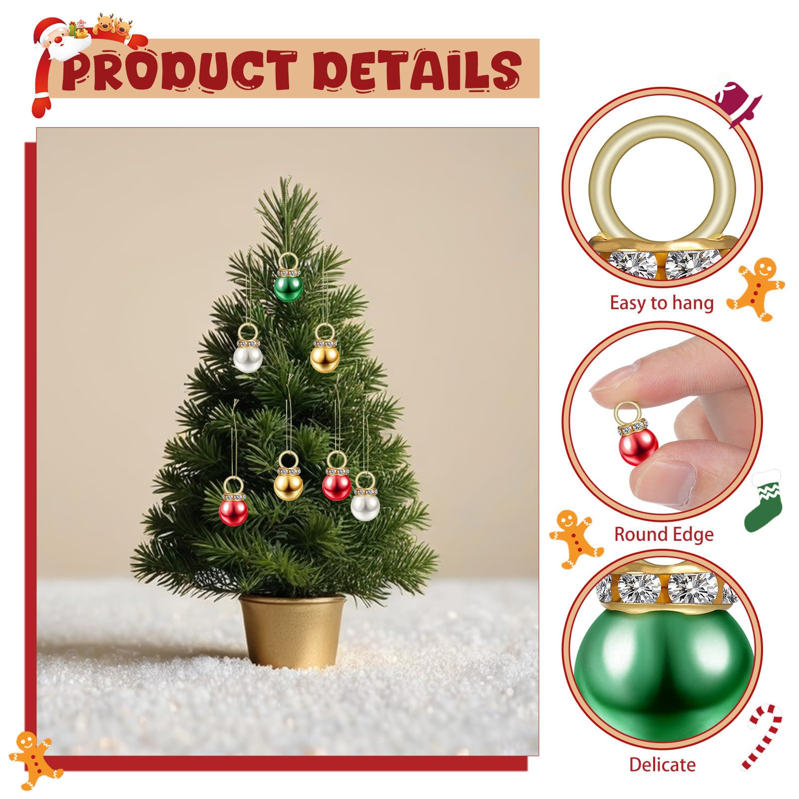 Operitacx 200 Unidades Bolas de Navidad Pequeñas para Árbol Diseño Festivo y Textura Refinada, Ligeras y Fáciles de Colgar para Decoración Interior y Exterior en Fiestas