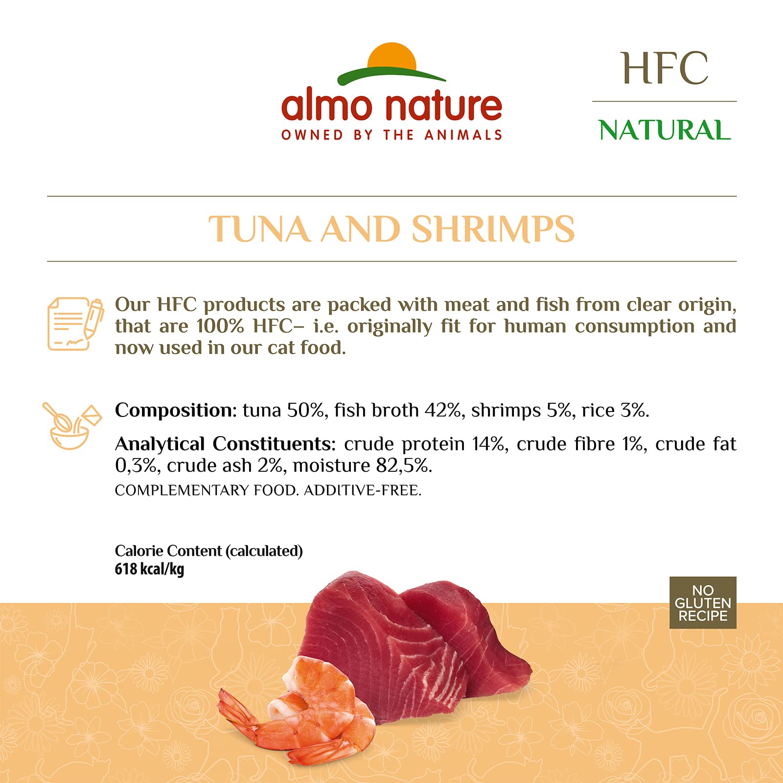 Almo Nature - HFC Natural z tuńczykiem i krewetkami - Mokre karmy dla dorosłych kotów: 24 pudełka 150g