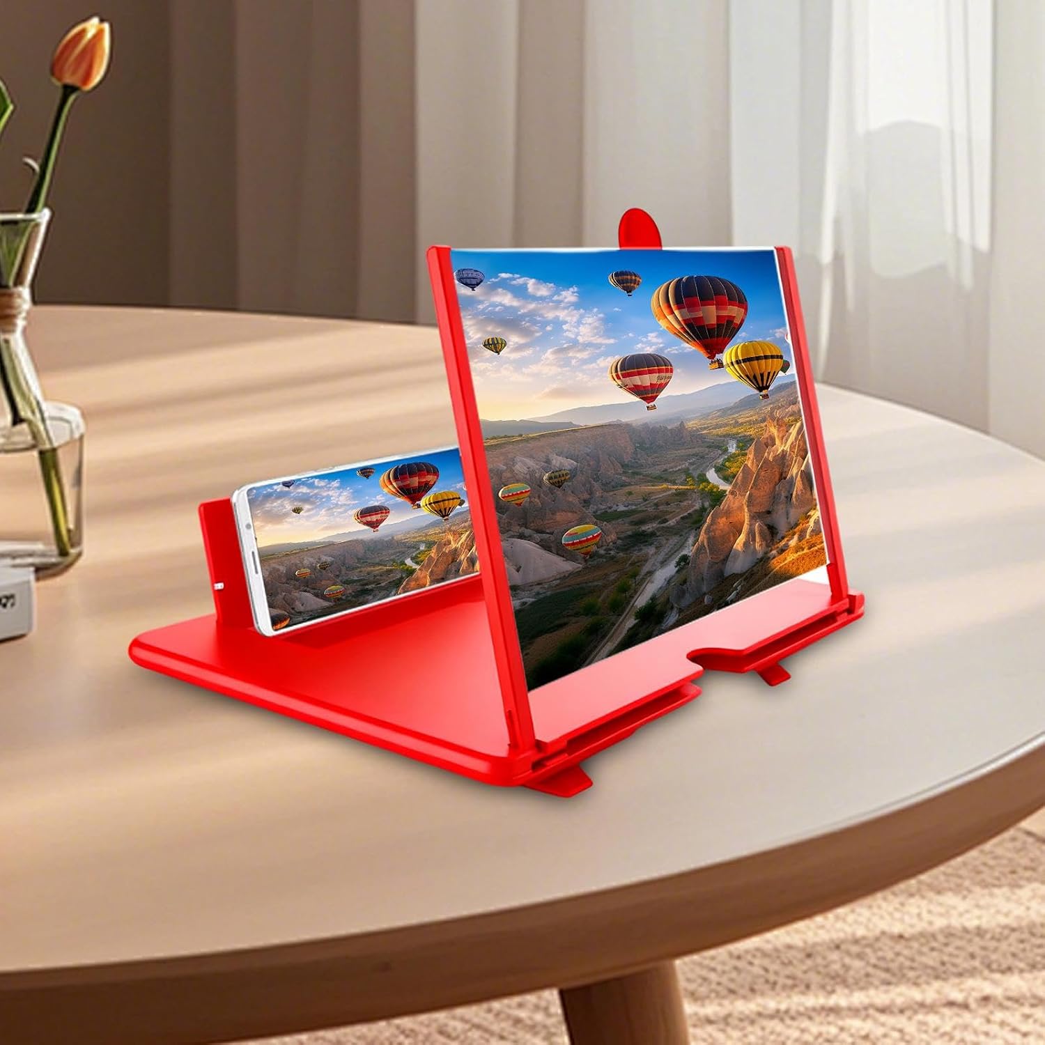 Phone Magnifier - 3D HD Projector Screen, Enlarged Display with Anti Glare Lens, Foldable Desktop Stand with Adjustable Angle, Video Watching Device for Seniors Movie Night Home Travel Parties