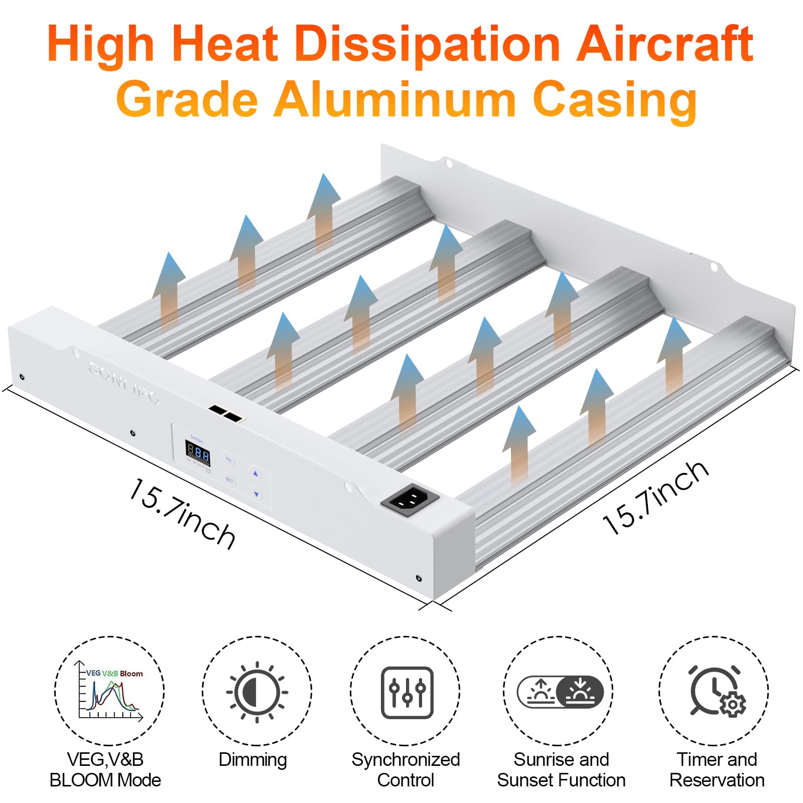 Lampada da coltivazione a LED SPF1200 PRO da 120 W, 90 x 90 cm, copertura 660 LED, spettro completo simile al sole con UV e IR, timer dimmer per la vegetazione e la fioritura, lampada da coltivazione
