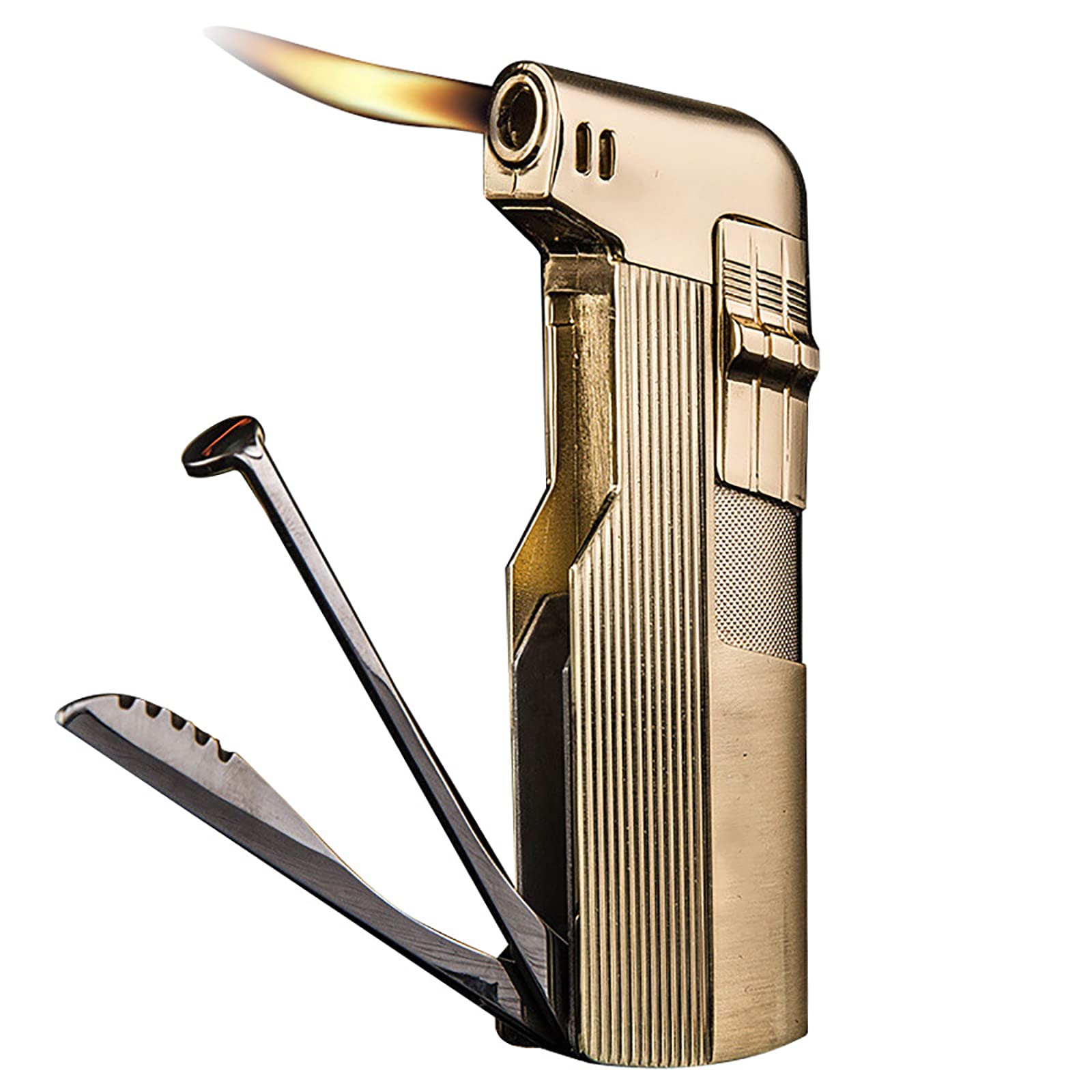Briquet en métal 3 en 1 jaune pour ne plus jamais perdre vos outils d'allumage