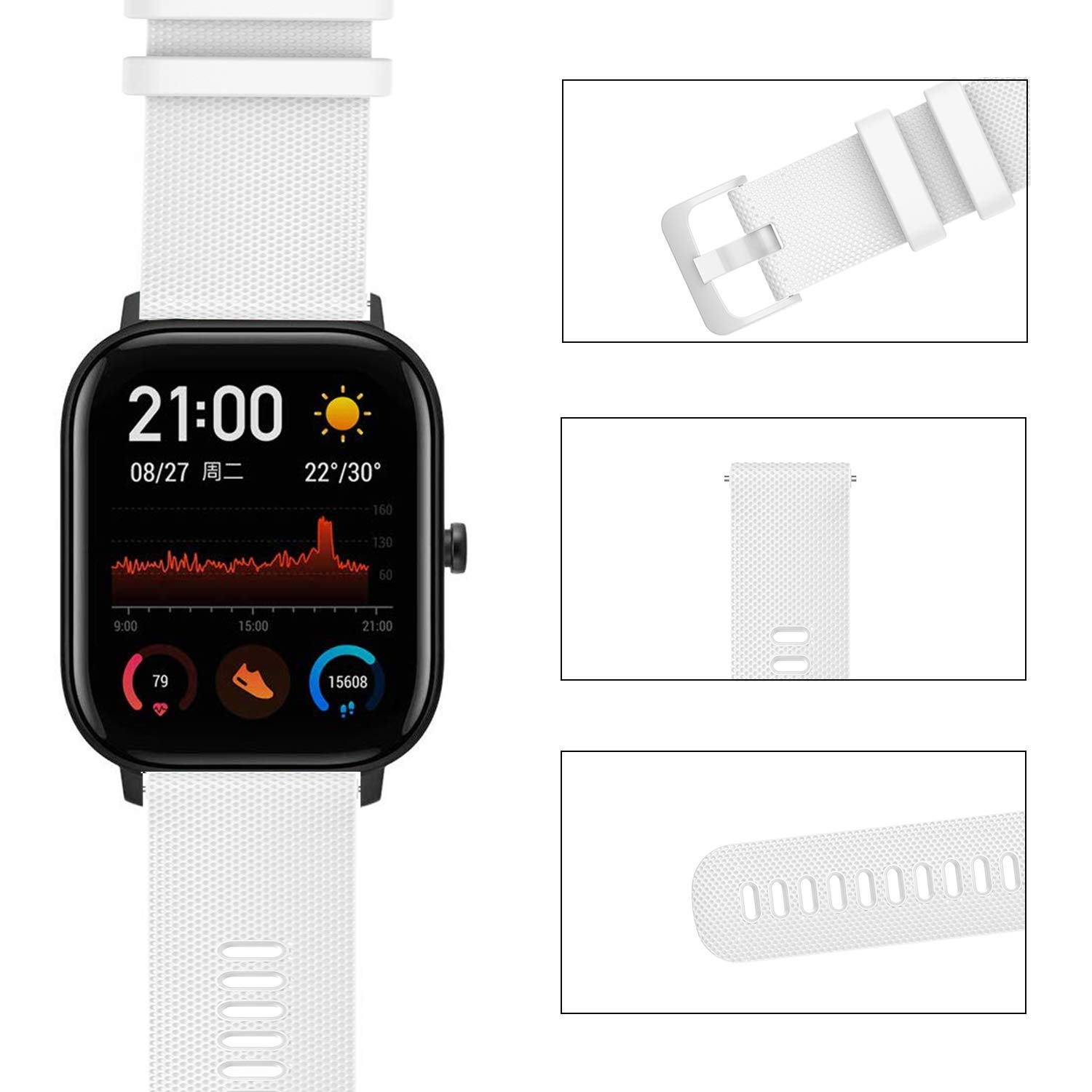 FitTurn 6-pack pasków kompatybilnych z IP67 wodoodporny tracker sportowy, zamiennik zegarka, miękkie paski, silikonowe paski do zegarka z szybkim zwalnianiem, do zegarka fitness IP67