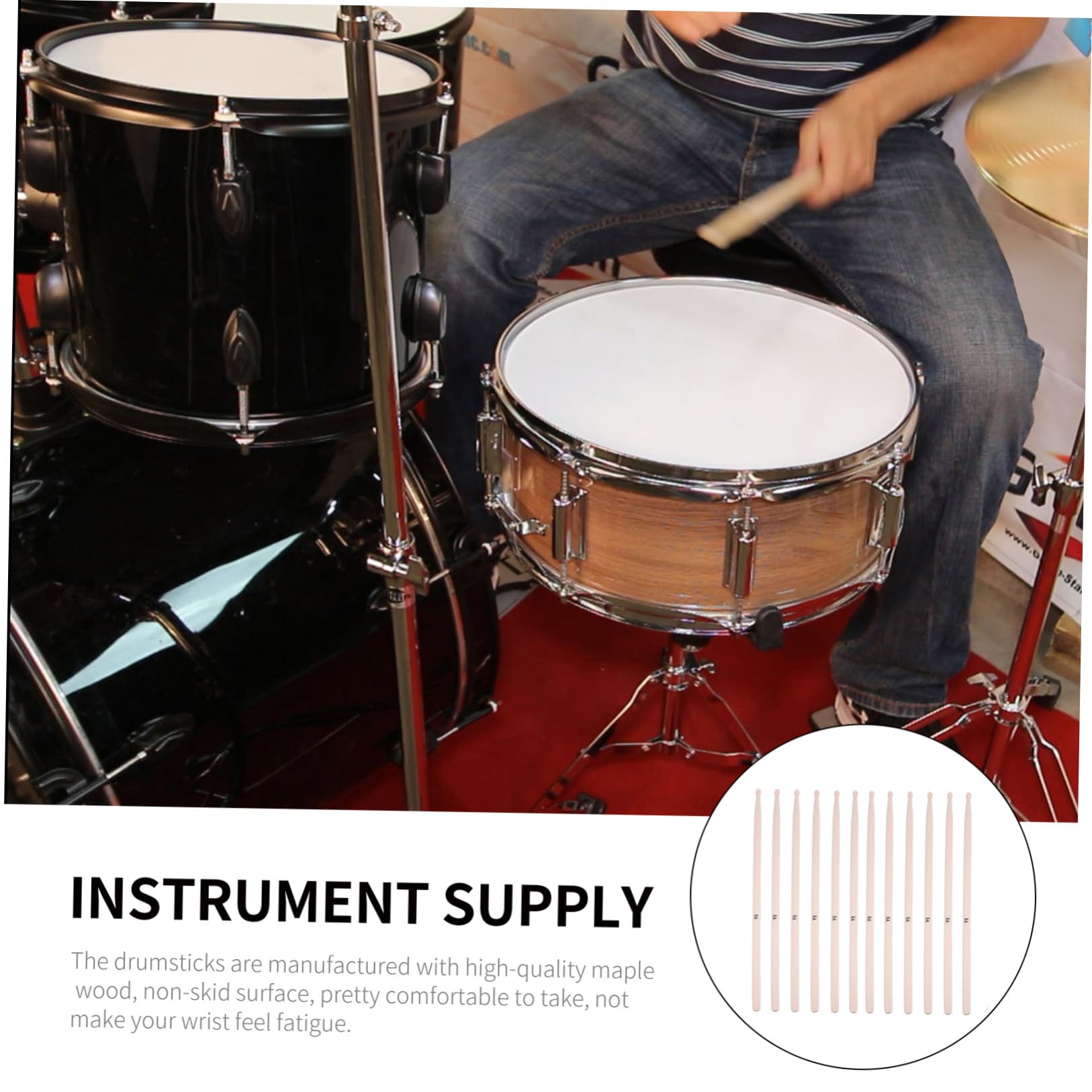 ifundom 20pezzi Bacchette Per Batteria Legno Di Acero Professionali Strumenti Musicali Resistenti e Facili Da Impugnare