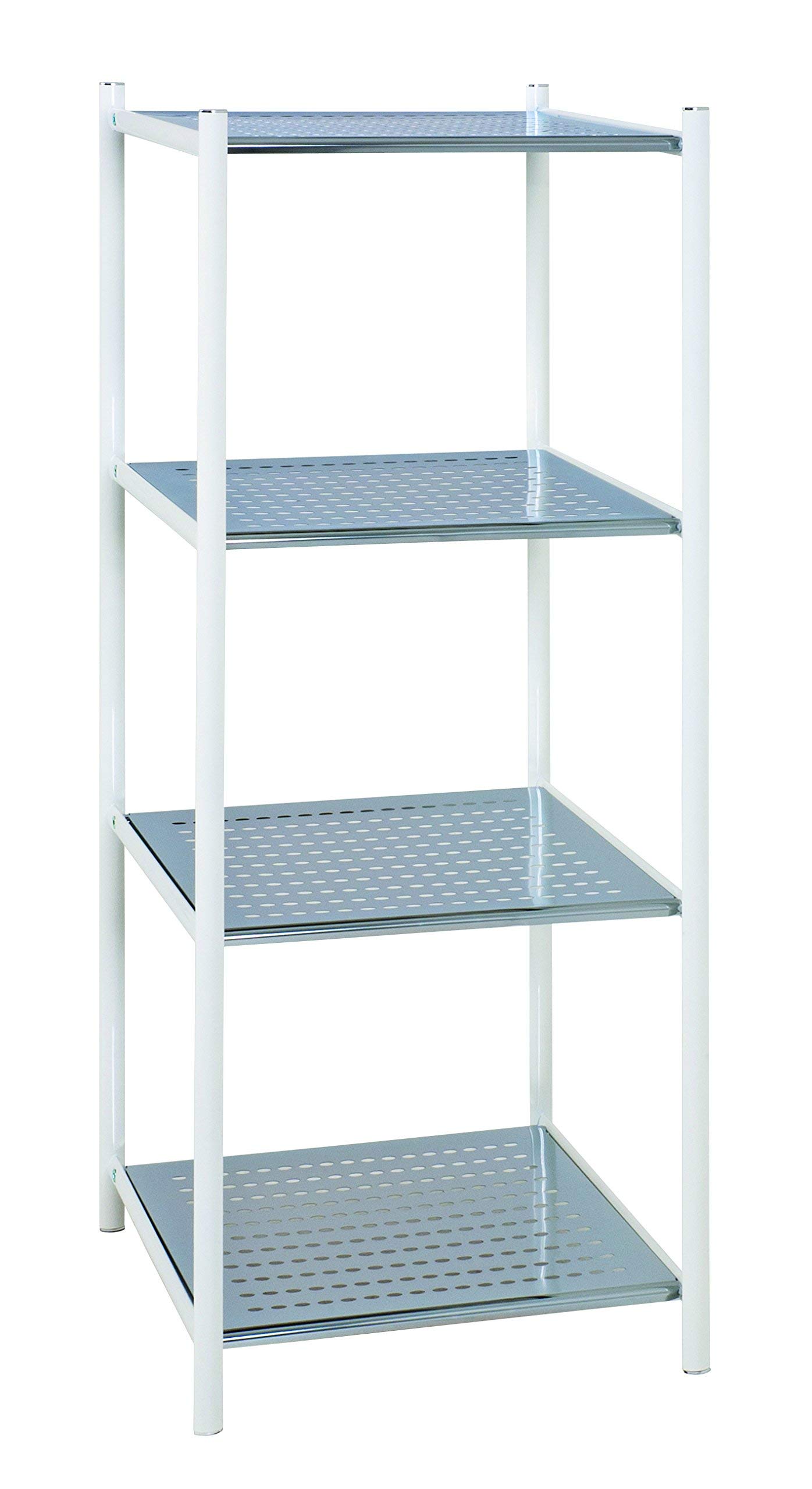 Étagère moderne chromé blanc HAKU pour organiser le salon ou le bureau
